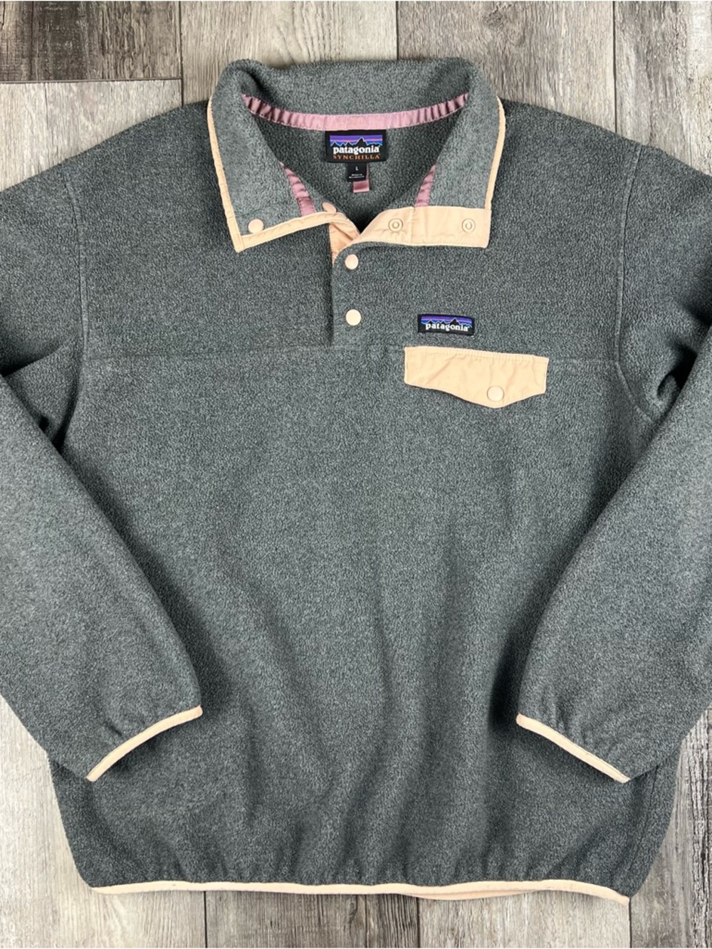 Patagonia Women’s Synchilla Snap-T Fleece Pullover Nickel Rosewater Size Large